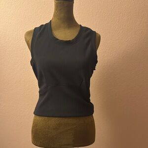 Black Fitted Tank Top with Round Neckline